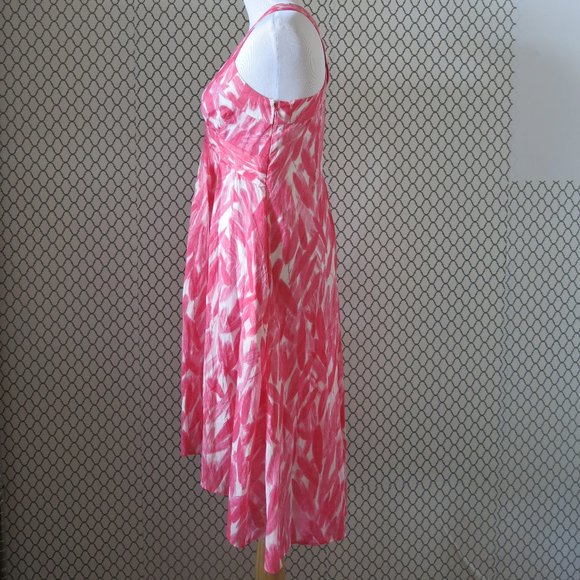 Postmark Anthropologie Empire Waist Feather Print Side Zip Summer Dress Size 00 - Picture 4 of 11